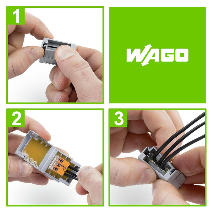 WAGO Gelbox 207-1333 | für max. 4 mm²-Klemmen, 3 Stück, Abzweig für Aderleitung mit Gel, wasserdicht