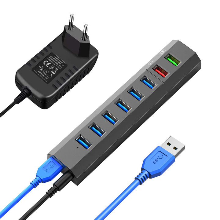 8 Ports Vansuny USB Hub Aktiv 3.0 Mit Netzteil, 6 USB 3.0 Ports FüR Die DatenüBertragung Ultraschnel