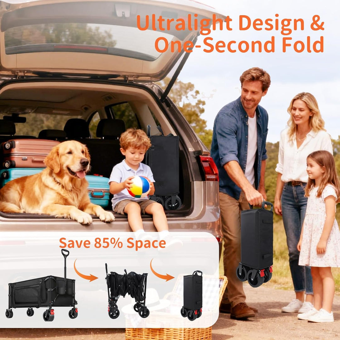 BELEEV Bollerwagen Faltbar mit Bremsen, Handwagen Faltbarer Gross XXXL | All Terrain Räder, Seitenta