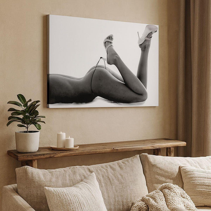 Bilder auf Leinwand 100x70cm Leinwandbild mit Rahmen Frau Akt Pose Gross Wanddeko Bild Schlafzimmer