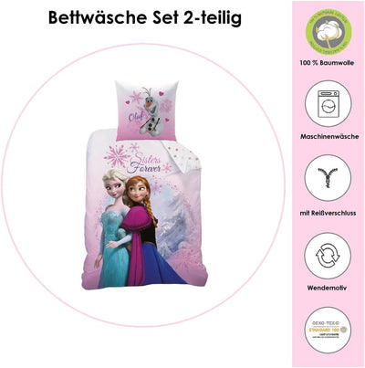 Disney CTI 43999 Bettwäsche Frozen/Ice Queen, Pink Mountain Linen 135 x 200 cm 80 x 80 cm