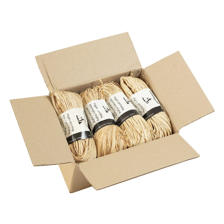 Clairefontaine 196071C - Packung mit 8 Geschenkbändern aus natürlichem Bast 50g, 1 Pack, Naturbraun