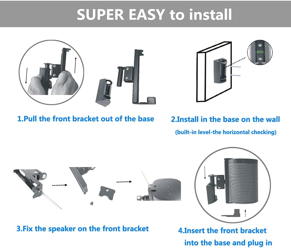 EMAQUIN Wandhalterung Paar(2 Stück) für SONOS One/One SL/SONOS Play 1 Speaker(Drehbar und neigbar,ko