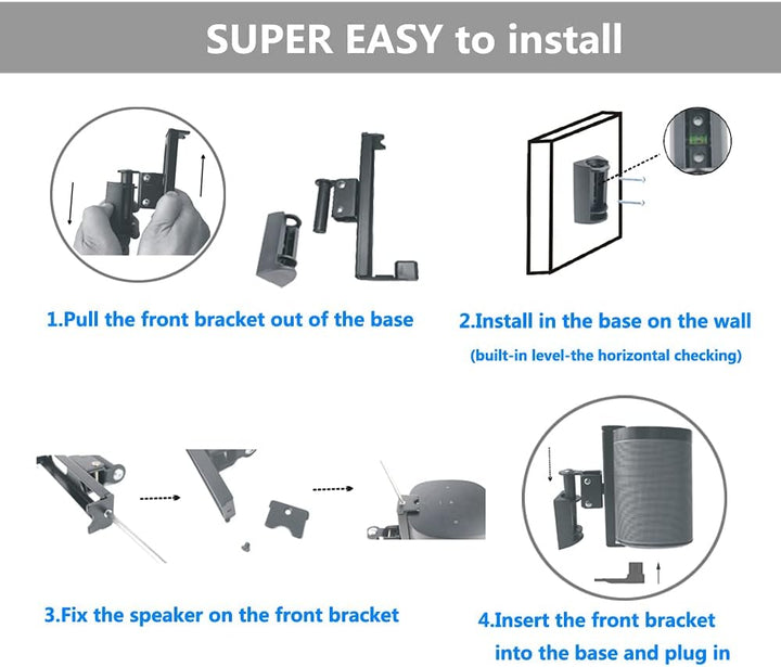 EMAQUIN Wandhalterung Paar(2 Stück) für SONOS One/One SL/SONOS Play 1 Speaker(Drehbar und neigbar,ko