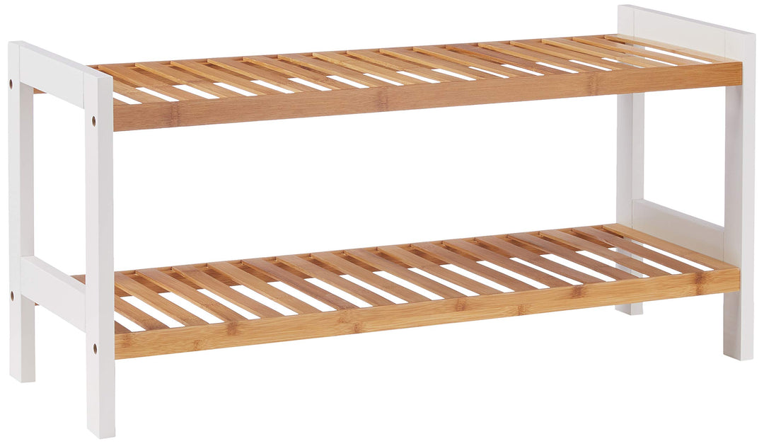 HAKU Möbel Schuhregal Natur, weiss, Bambus, MDF - Masse: B 70 cm x H 34 cm x T 26 cm, Style: Scandin