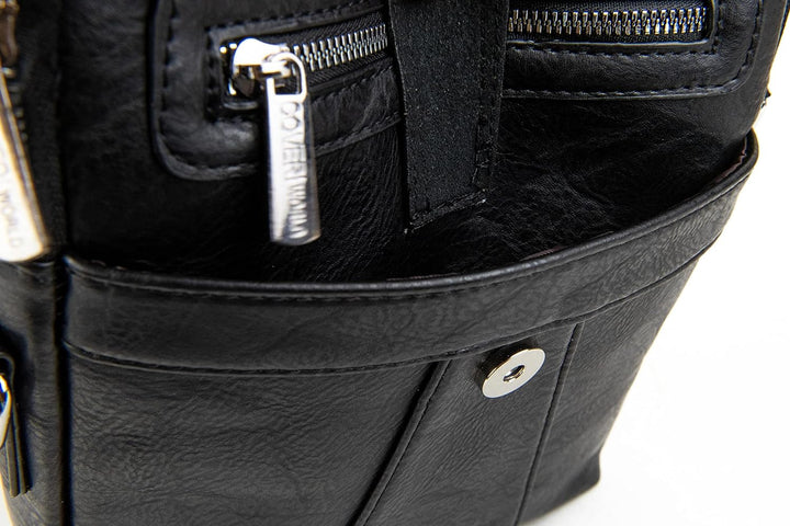 Coveri Umhängetasche aus Kunstleder für Herren, Arbeit, Büro, Freizeit, Handyhalter, Reissverschluss