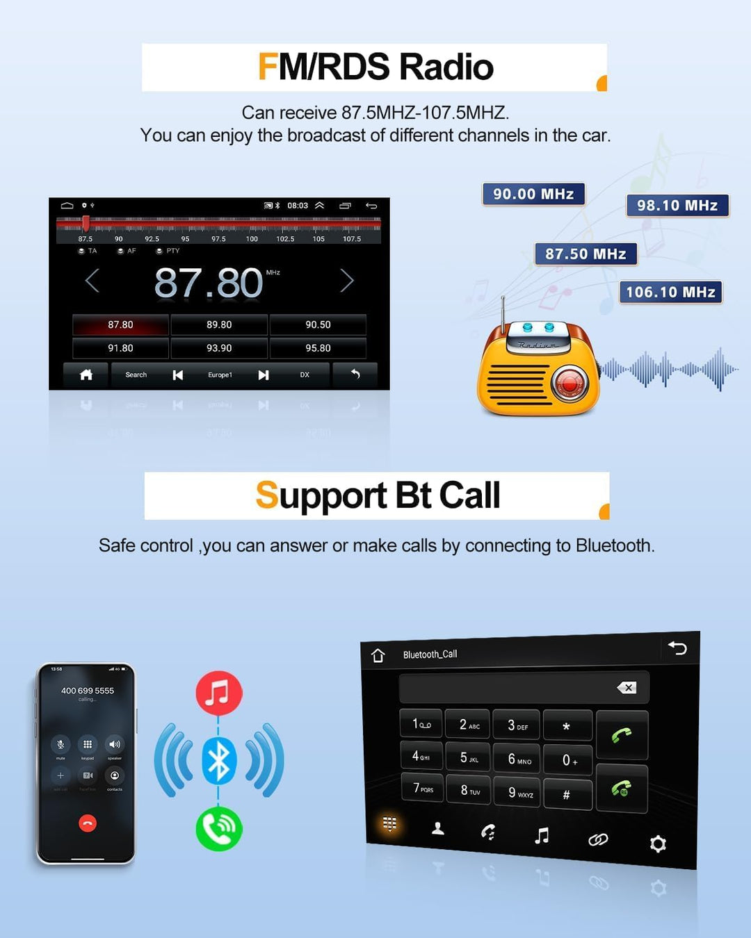 CAMECHO 1+32G Android 13 Autoradio für Chrysler Aspen 300/300C 2004-2010 mit Satellitennavigation, D