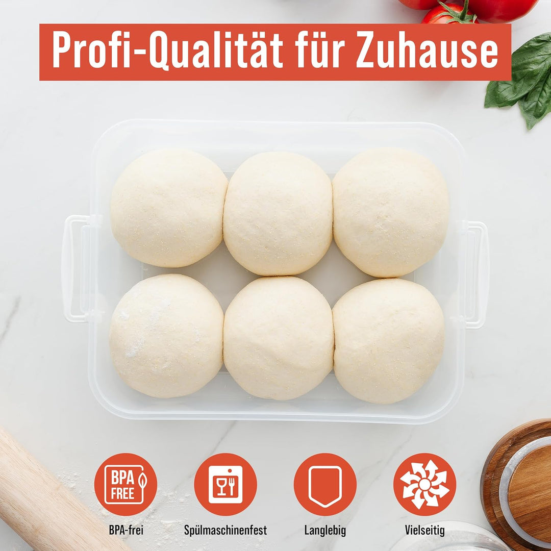 Chef Pomodoro 2 x Pizzaballenbox mit Deckel (35,6 x 27,9 cm), Teigbox Pizza, Pizzaboxen Teig, Pizzat