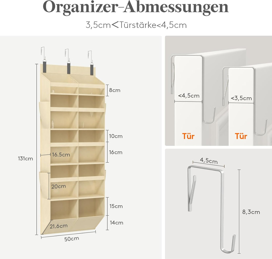 Lifewit Türorganizer Hängeorganizer, 10 Regal klar Fenster hängende Lagerung mit 4 Seitentaschen, Tü