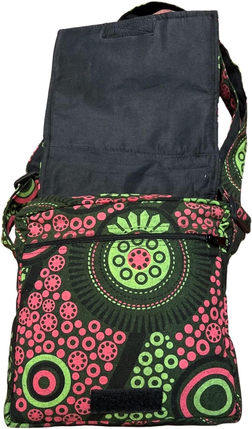 Damen Baumwolle Umhängetasche Indische Ethno Stil Boho Maliprint Tasche Baumwolle satche l mit Klapp