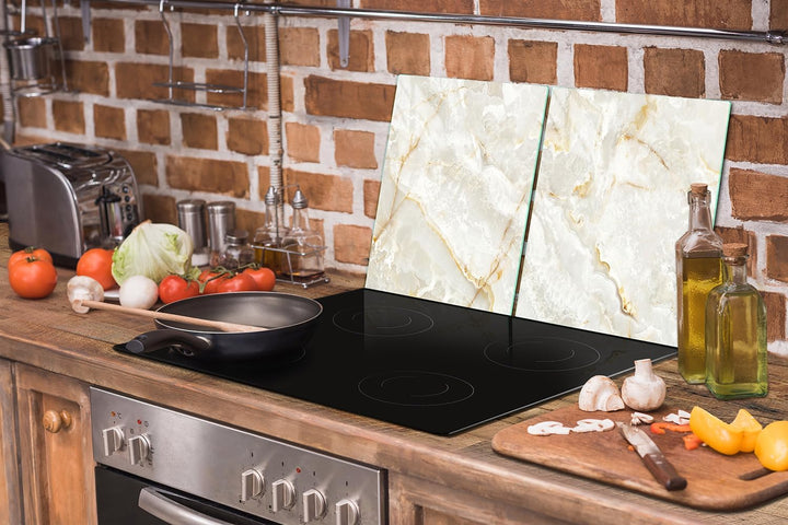 TMK ArtDeko Herdabdeckplatte 2 Teilig 40x52 + 60x52 cm - Spritzschutz Herdabdeckung – Herdschutz aus