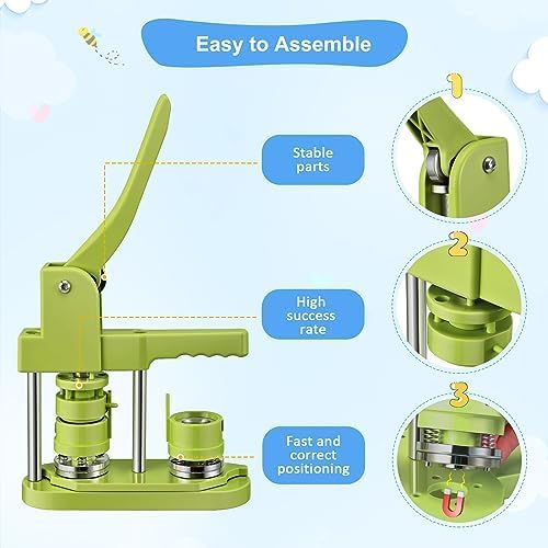 Buttonmaschine Button Maker 25+32+58 mm 300 Sets Kunststoff-Abzeichen-Nadelrücken Zimiking mit 10 Fl