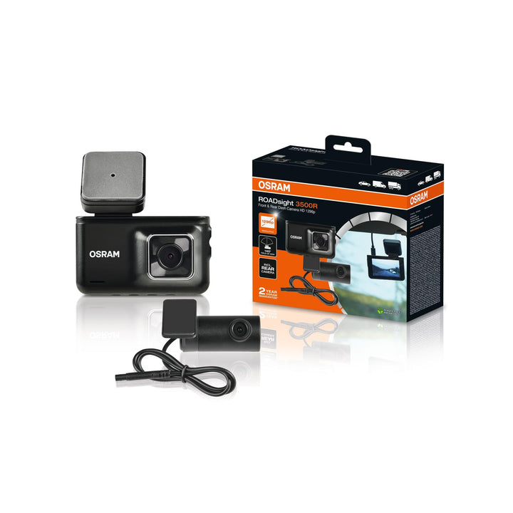 OSRAM ROADsight 3500R Dashcam mit Rückfahrkamera, 1296p HD, 3-Zoll-Display, 140° Weitwinkel, G-Senso
