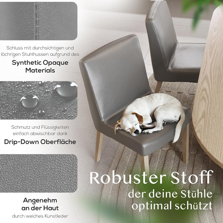INNERSPACE Stuhlhussen Schwarz Grau Weiss 4er oder 6er Set | Blickdichte, Wasserabweisende, Elastisc
