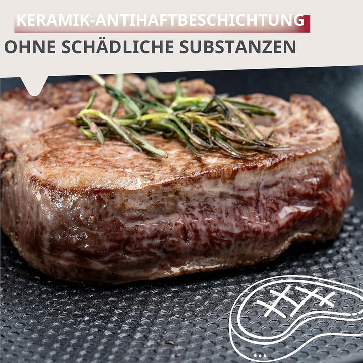 Fackelmann Statement Pfannen-Set, 3-teilig, 20/24 / 28 cm, aus recyceltem Aluminium mit Keramik-Anti