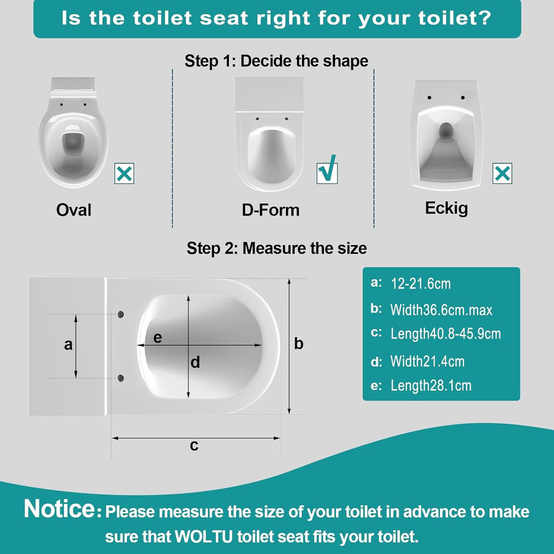 WOLTU Toilettendeckel,WC Sitz mit Absenkautomatik,Klodeckel D-Form weiss Kunststoff, Softclose Antib