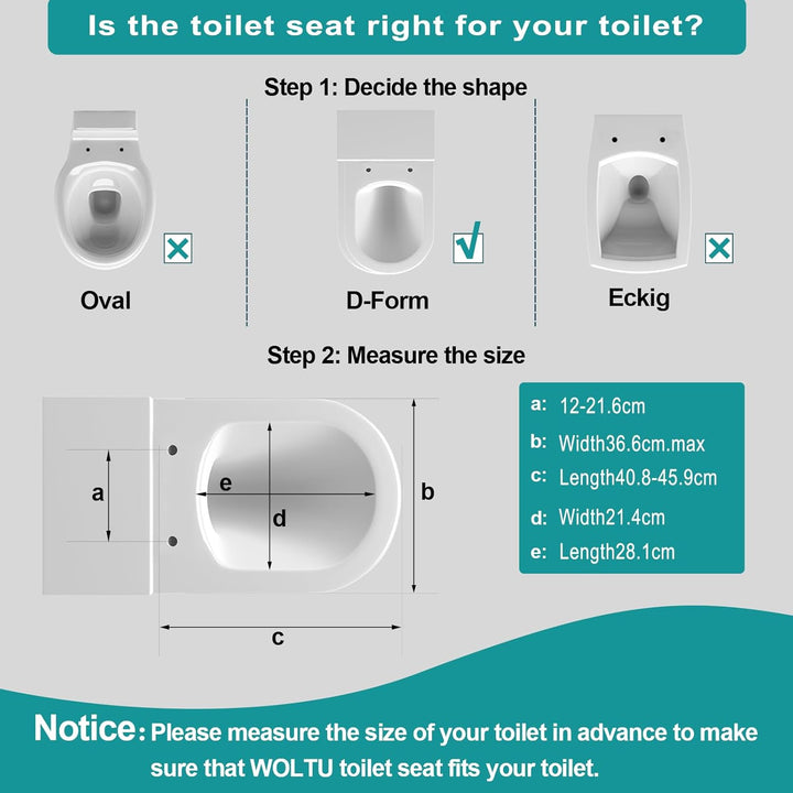 WOLTU Toilettendeckel,WC Sitz mit Absenkautomatik,Klodeckel D-Form weiss Kunststoff, Softclose Antib