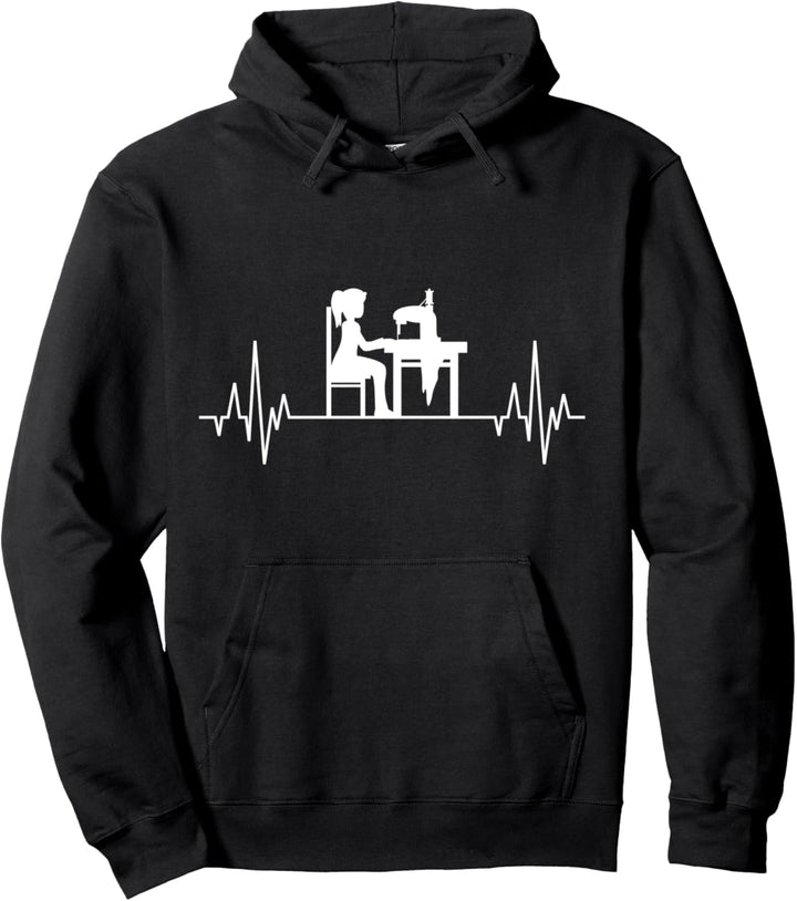 Nähen Näherin Frau Schneiderin Hobby Nähmaschine Herzschlag Pullover Hoodie