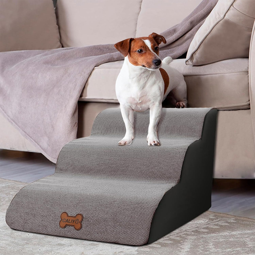 CALIYO Hundetreppe 3 Stufen, Hundetreppe für Kleine Hunde, Katzentreppe 40 cm hoch, Haustiertreppe m