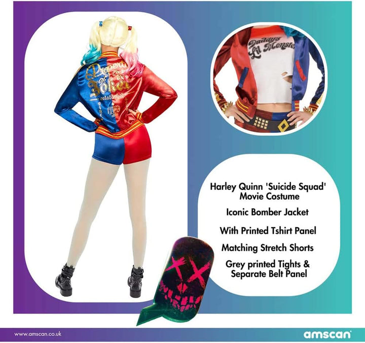(PKT) (9906157) Ladies Suicide Squad Warner Bros Harley Quinn Fancy Dress Costume (Large), L