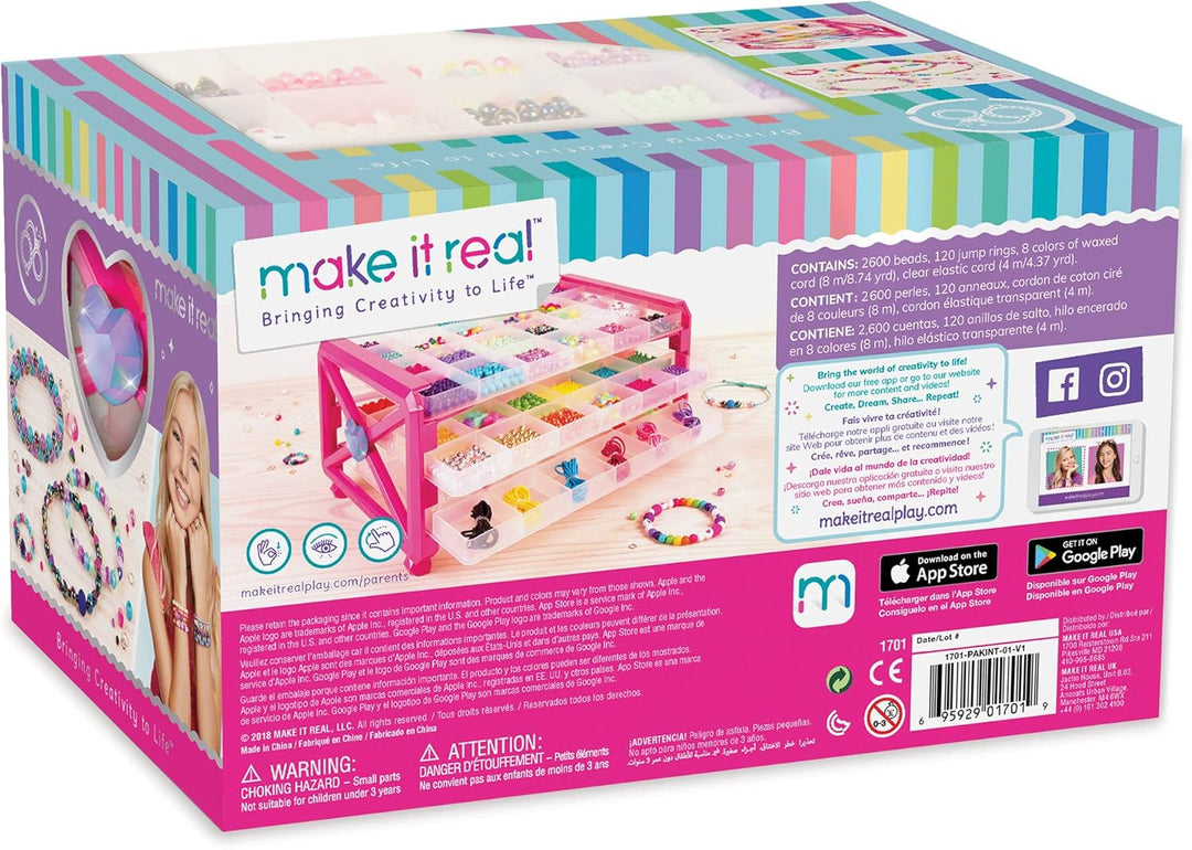 Make It Real DIY-Schmuckbastelset mit Perlen, Anhängern und Aufbewahrungsmöglichkeit – Kunst- und Ba