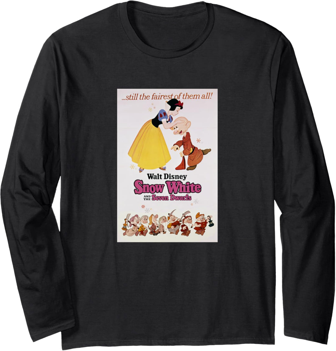 Disney Snow White Kissing Dopey Classic Movie Poster Langarmshirt