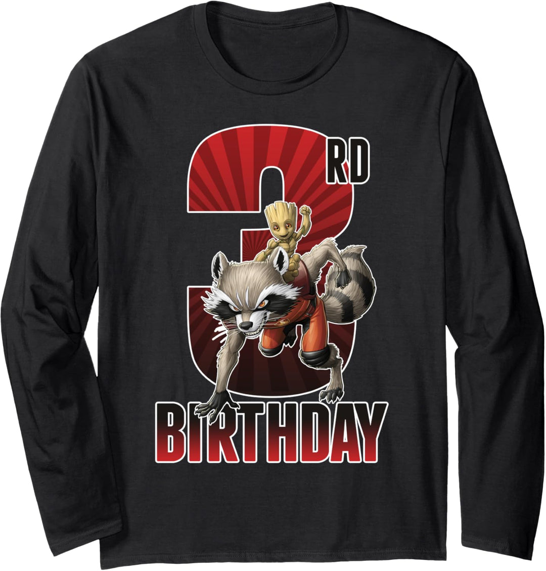 Marvel Rocket and Baby Groot 3rd Birthday Langarmshirt