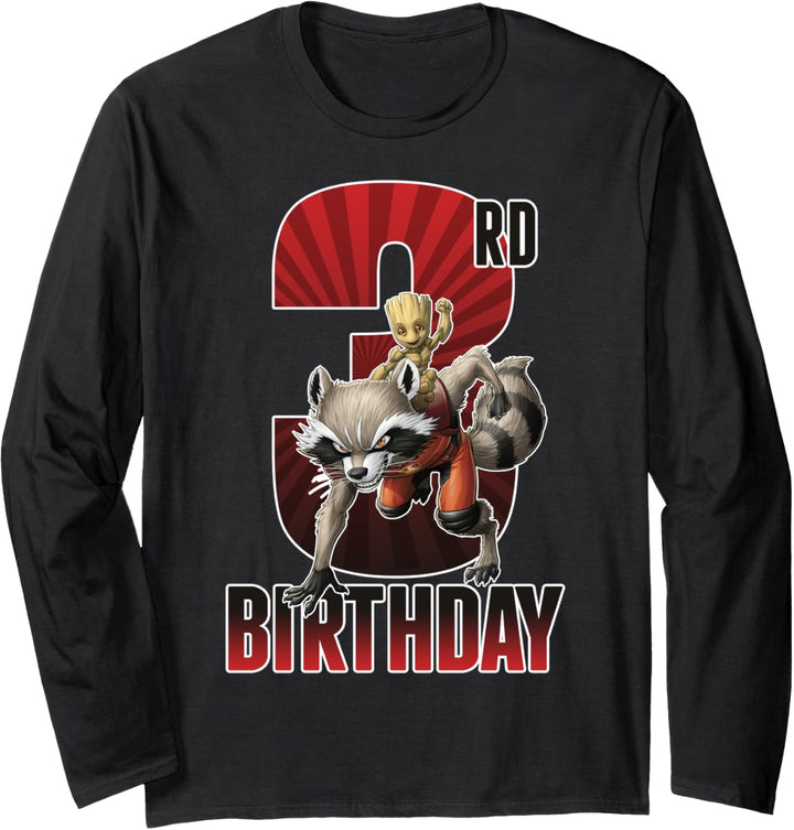 Marvel Rocket and Baby Groot 3rd Birthday Langarmshirt
