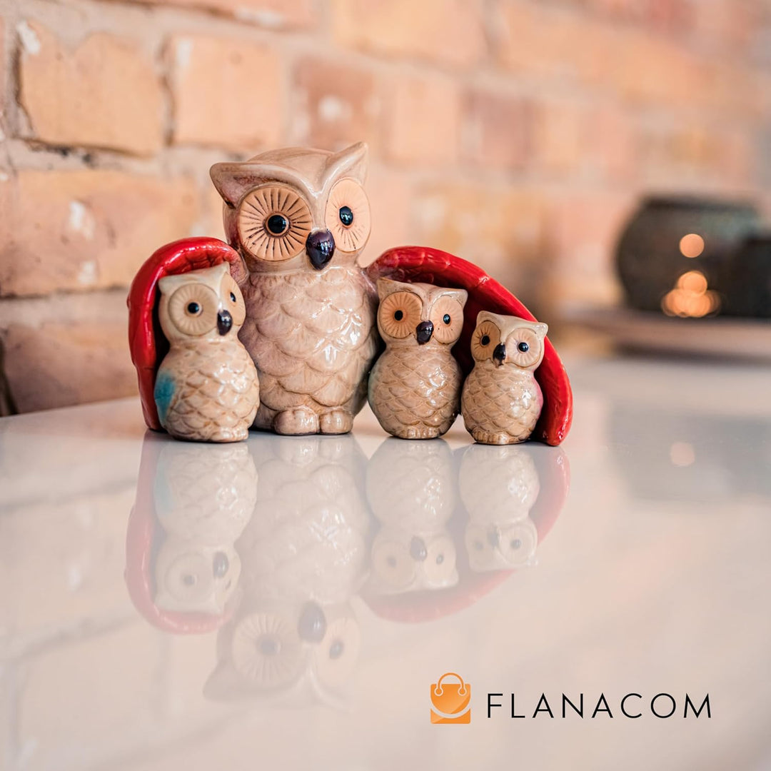 Flanacom Dekofiguren Set aus Keramik - Tierfiguren für Innen und Aussen - Deko-Artikel für Wohnung &