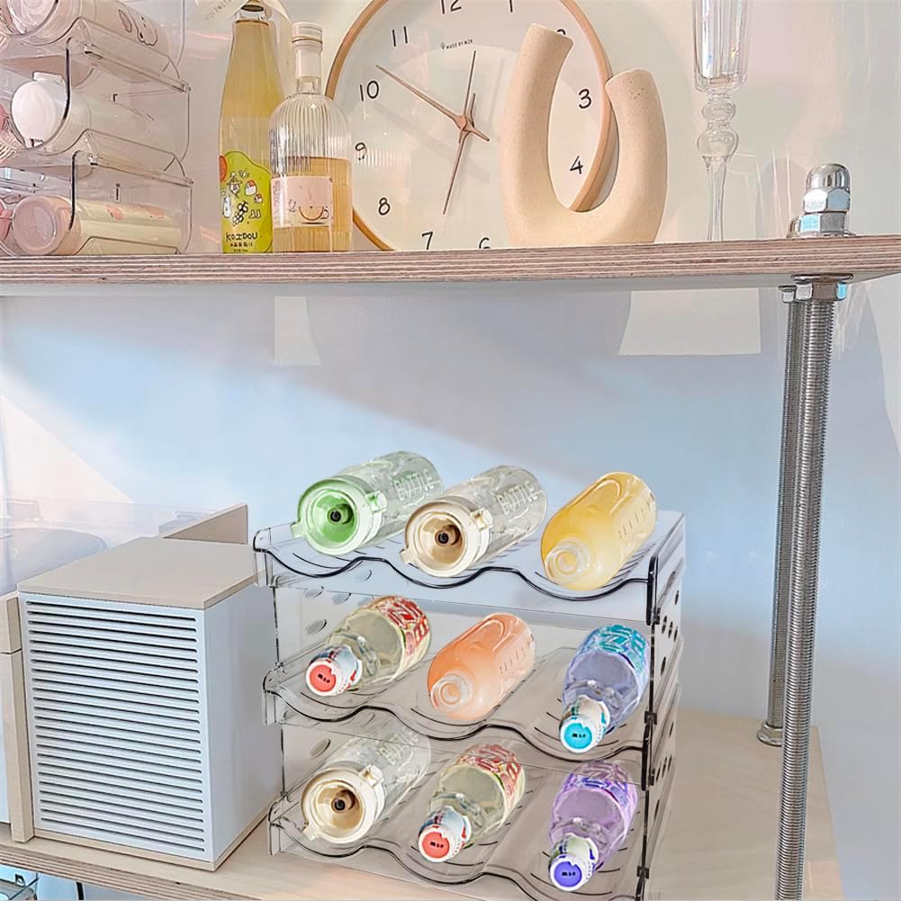 VUL Flaschenregal, Flaschenregal Stapelbarer, Flaschenhalter Kühlschrank Organizer, Wein Kunststoff