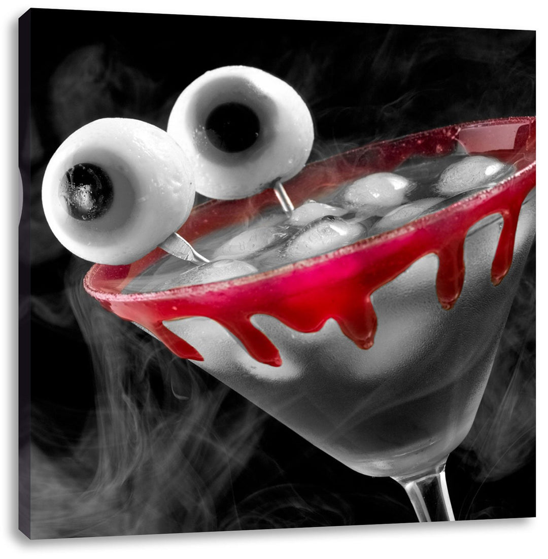 Pixxprint Cocktail mit Augen als Leinwandbild/Grösse: 70x70 cm/Wandbild/Kunstdruck/fertig bespannt,