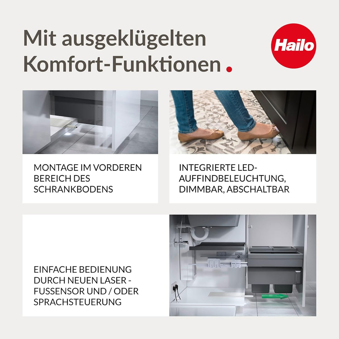 Hailo , Kunststoff, Libero 3.0 berührungsloser Laser-Sensoröffner für Unterschrank Abfallsysteme mit