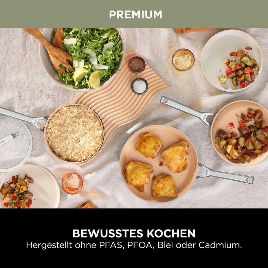 Ninja Extended Life 28cm Keramik-Wok, Wokpfanne antihaftbeschichtet (ohne PFAs, PFOAs, Blei, Cadmium