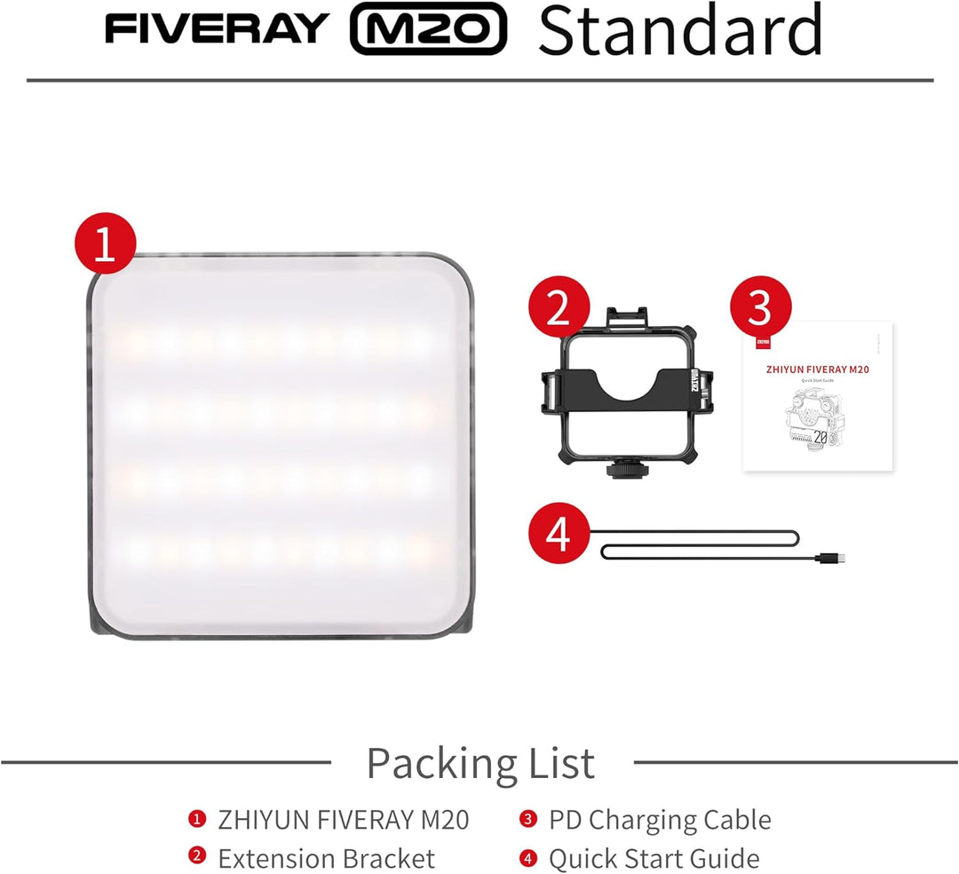 ZHIYUN Fiveray M20 [Official] Videolicht 20W, Bi-Color LED Streaming Licht, Magnetisch Tragbar Video