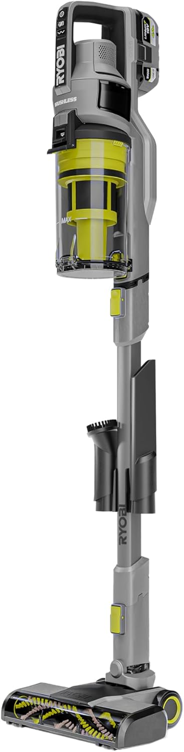 RYOBI 18 V ONE+ Brushless Akku-Staubsauger RSVS18BL-1C40GL, 90 AW Saugleistung, bürstenloser Motor,