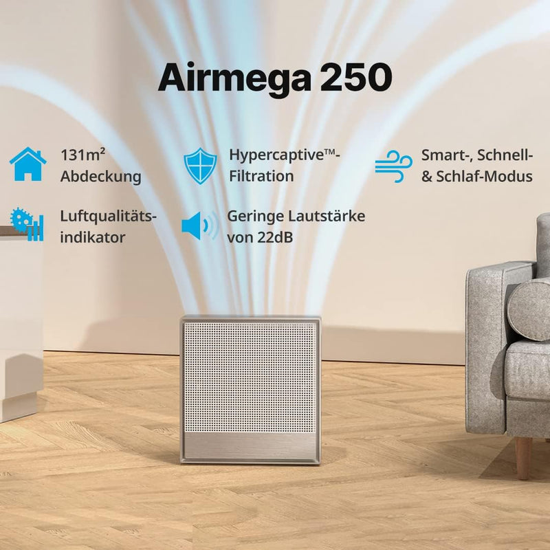 COWAY AIRMEGA 250 - Luftreiniger bis zu 131 m² - GreenHEPA Technologie – Entfernt 99,999% aller Part