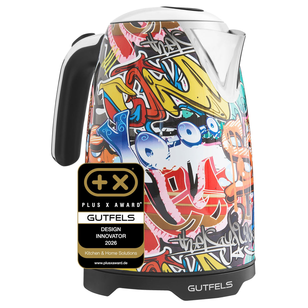 GUTFELS Wasserkocher WATER 3010 G | Elektrischer Wasserkocher 1,7 Liter Graffiti-Style | 2200 Watt |