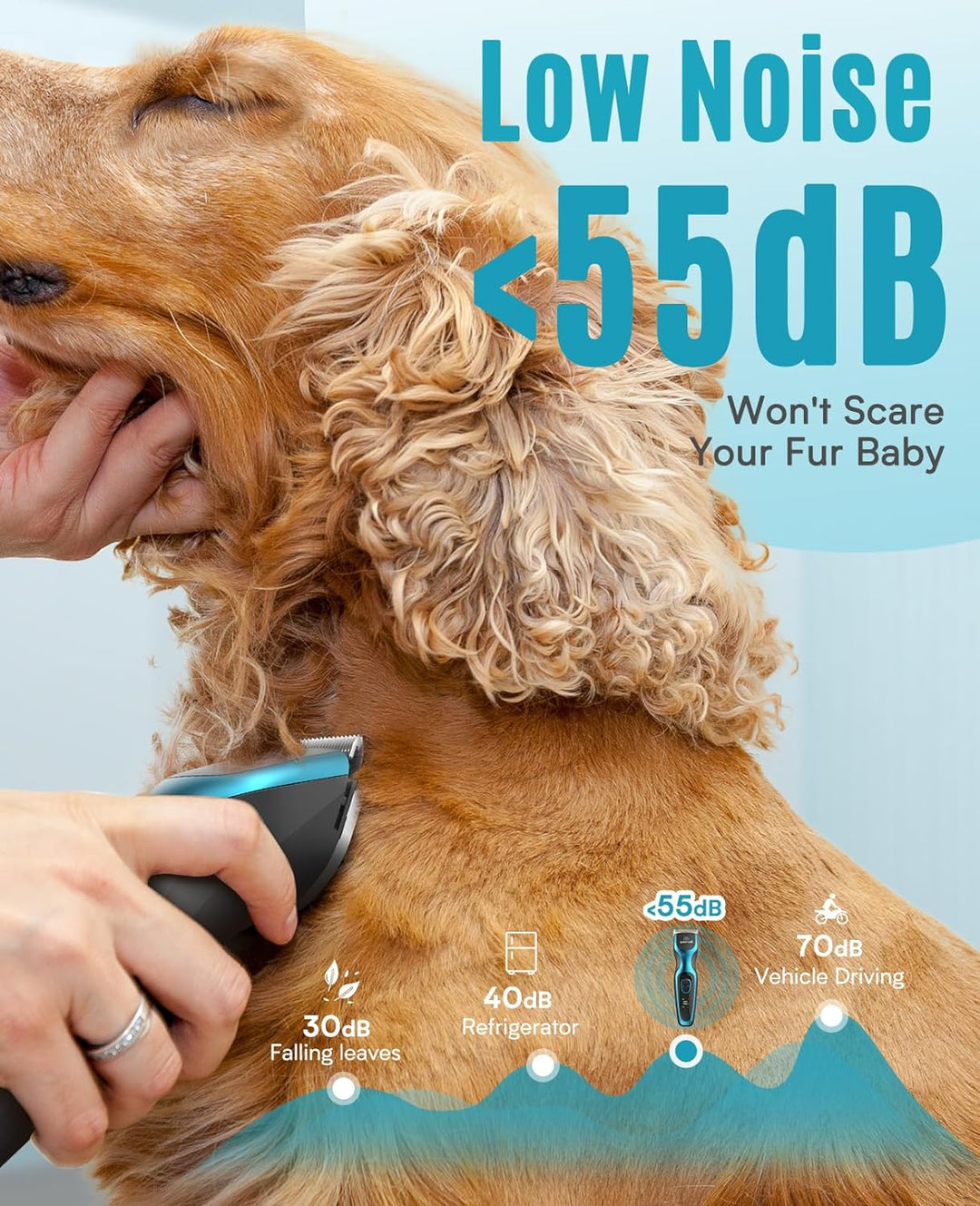 oneisall Leise Hundeschermaschine, Profi Schermaschine Hund Katze, Elektrische Tierhaarschneidemasch