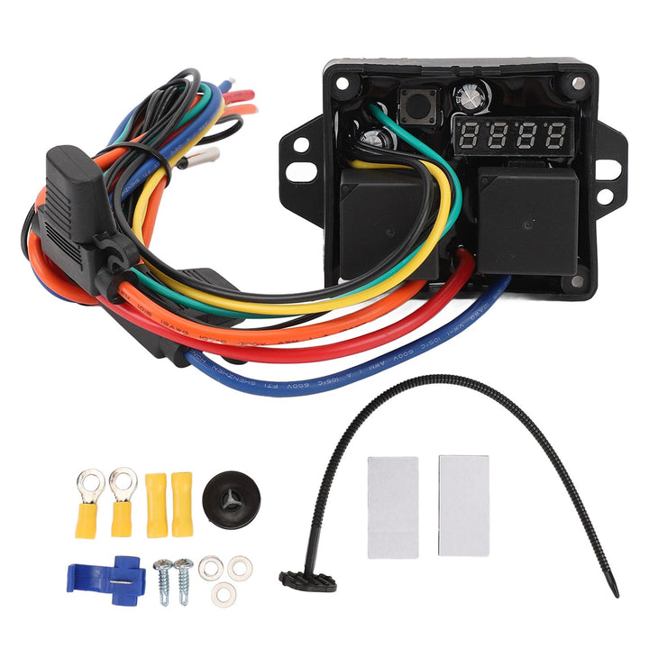 Digitaler Thermatischer Lüfterschaltersatz, 12V 24V Einstellbare Temperatur, Digitaler Kühlerlüfter-