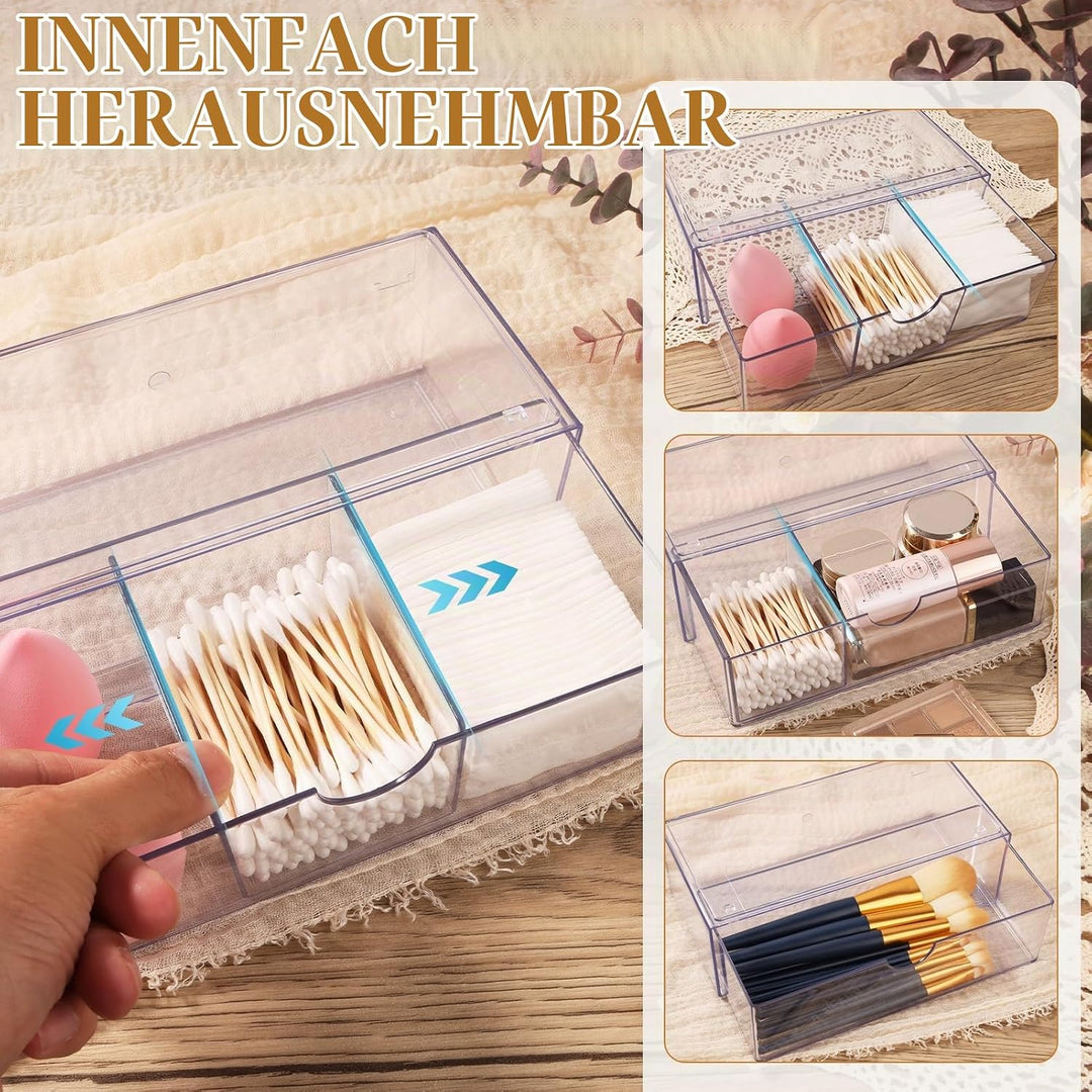 2er-Set Stapelbarer Kosmetik Organizer mit Schubladen – Transparenter Make Up Organizer aus Acryl fü