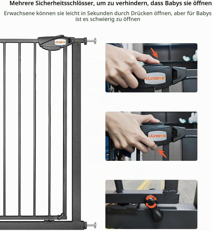 UBRAVOO Babygitter für Türen und Treppen, Druckmontage, kein Bohren,20cm automatisch schliessendes M