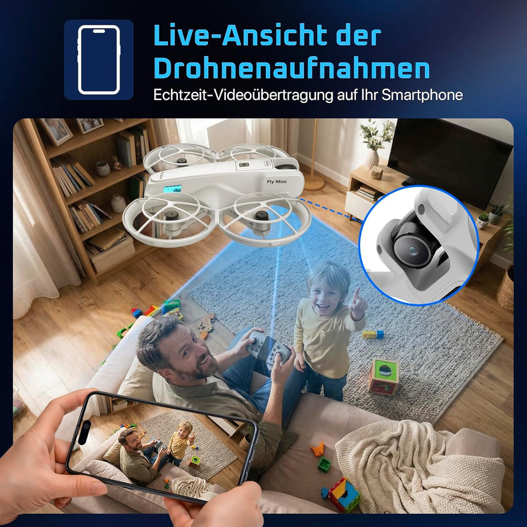 Rollei Fly Mini Drohne mit 720P Kamera RC Drone Quadrocopter mit Headless Modus 360° Drehung Steueru