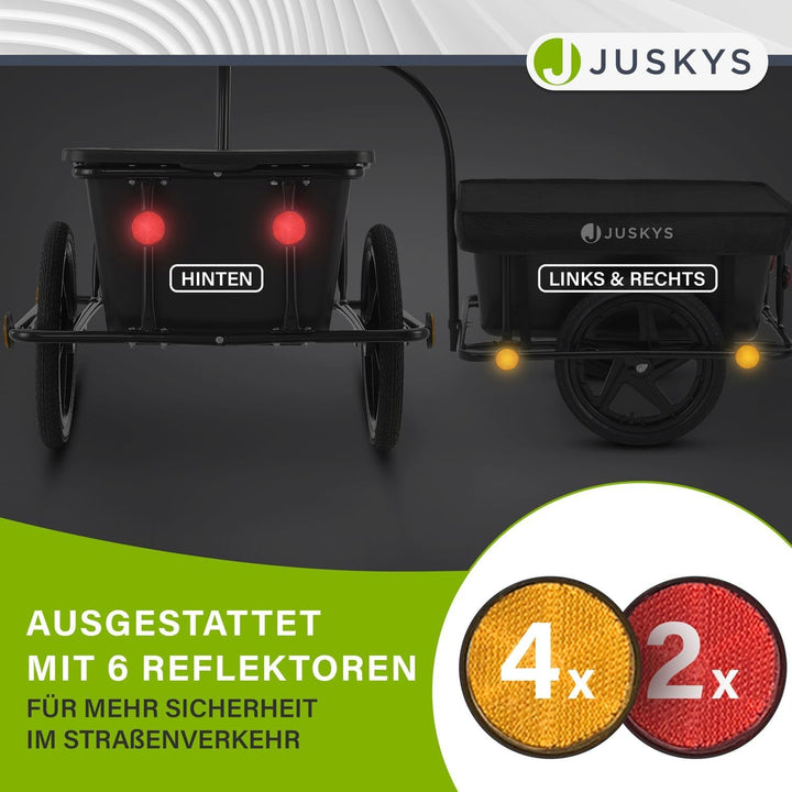 Juskys Fahrradanhänger 90 Liter - Lastenanhänger mit Kupplung, Deichsel — Anhänger für Fahrrad 40 /