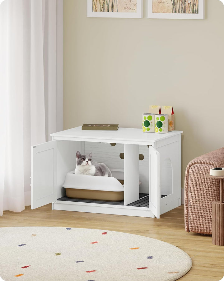 Hzuaneri Katzenklo Schrank, Katzenschrank, Katzentoilette mit Herausnehmbarer Trennwand, Katzenhaus,