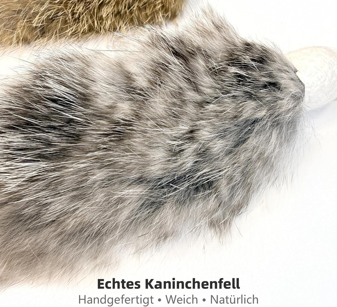 2er Set Katzenspielzeug Ersatzkopf aus echtem Kaninchenfell – Handgefertigter Katzenanhänger für Kat