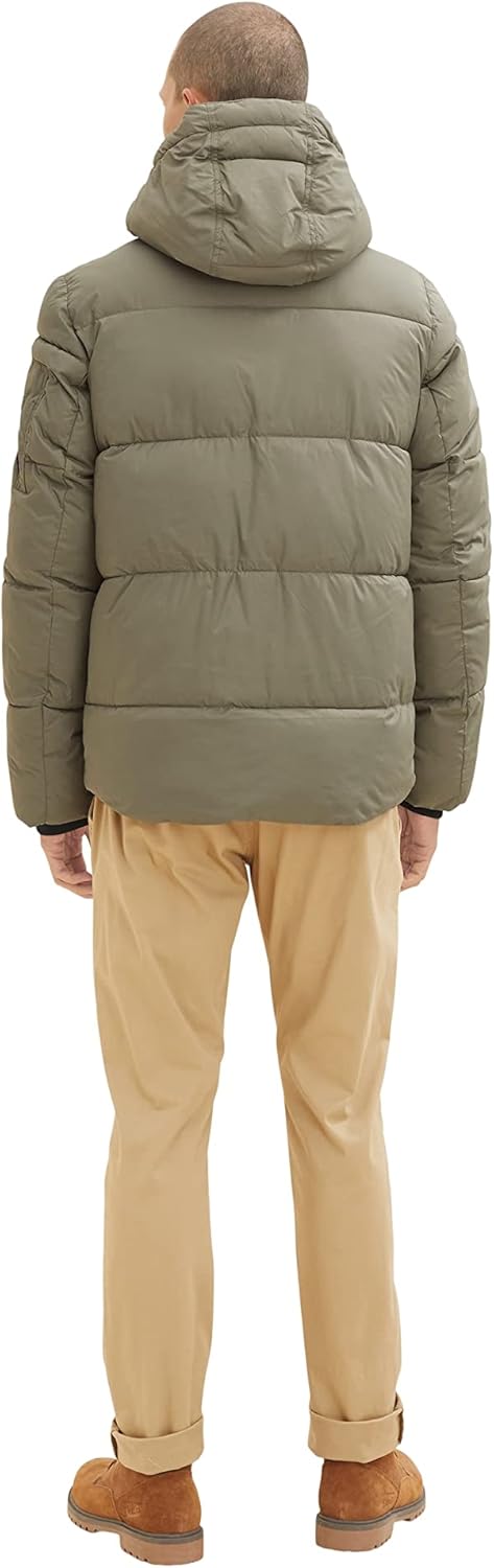 TOM TAILOR Herren Puffer Jacke mit Kapuze XXL 10415 - Dusty Olive Green, XXL 10415 - Dusty Olive Gre