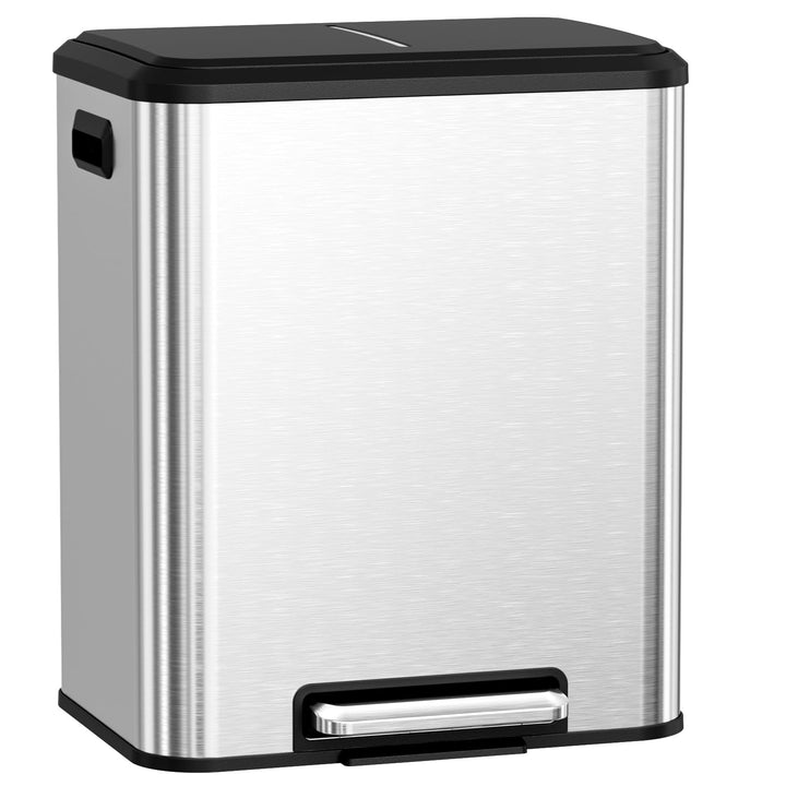 LIFERUN Mülleimer 2 Fächer, Mülltrennsystem 2 x 15 L,Abfalleimer Küche aus Metall, Softclose Deckel,