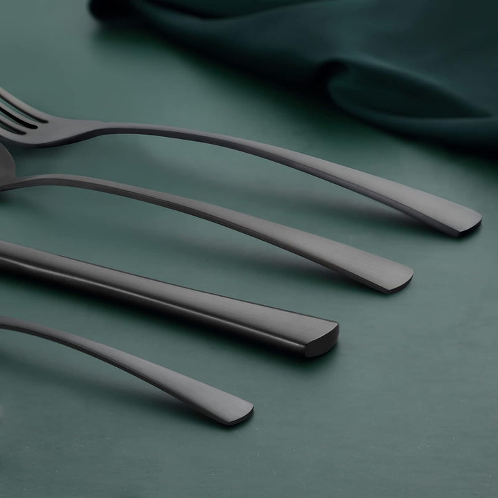 Bestdin Besteck Set 6 Personen, 24 teilig Edelstahl Besteckset Schwarz Matt, Essbesteck Set mit Mess