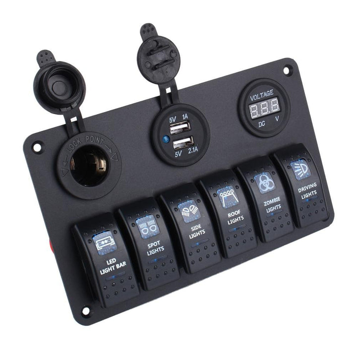 Wasserdichtes Marine-Panel mit 6 Tasten, wasserdicht, LED-Kippschalter, 12-24 V, für Auto, Wohnmobil