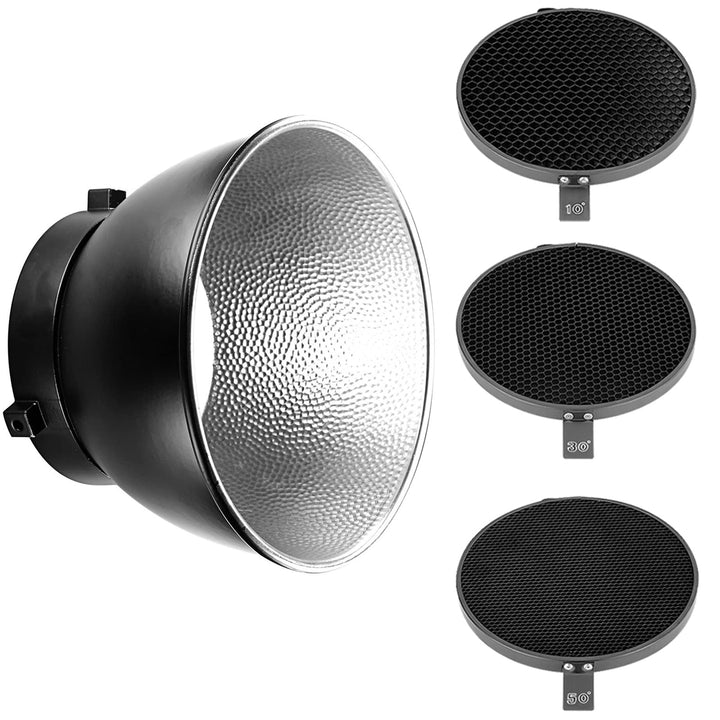 NEEWER 7Zoll/18cm Standard Reflektor Diffusor mit 10/30/50 Grad Wabengitter für Bowens Mount Studiol
